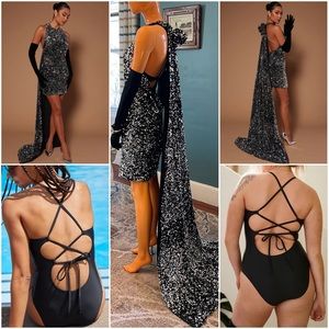 NOVALUXE Metallic Cara Shift Dress with Undergarment Added